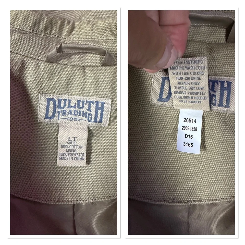 Duluth Trading Mens Fire Hose Presentation Jacket Khaki Canvas Blazer Utility LT